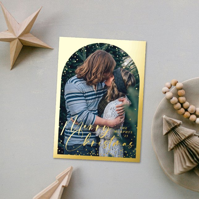 Foil Modern Snow Globe Merry Christmas Photo Card (Creator Uploaded)