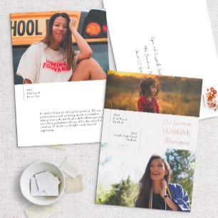 Foil Modern White Then/Now Graduation Announcement