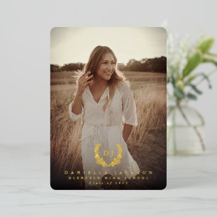 Foil Monogram 2 Photo Graduation Announcement