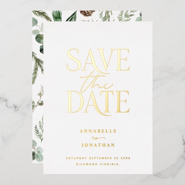  foil non photo elegant botanical save the date (Front/Back)