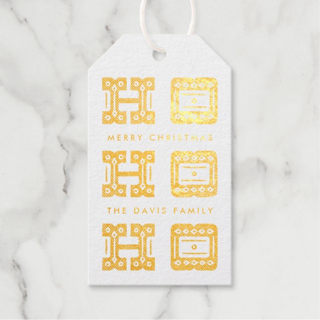 Foil Ornate Frame Merry Christmas Gift Tag (Front)