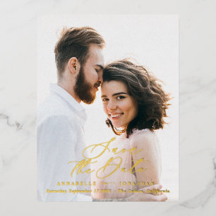 foil photo elegant script watercolor botanical invitation postcard