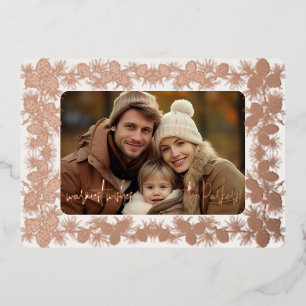 Foil Pinecone Carte photo de vacances - blanc anti