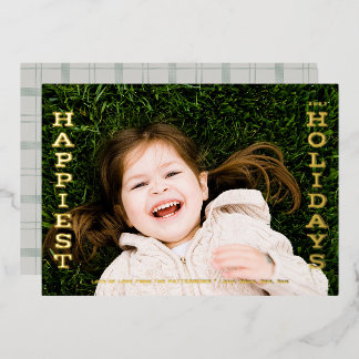 Foil Plaid Backed Bookends Holiday Card