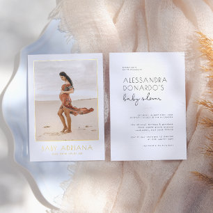 Foil Pressed Boho Pregnancy Photo Baby Shower