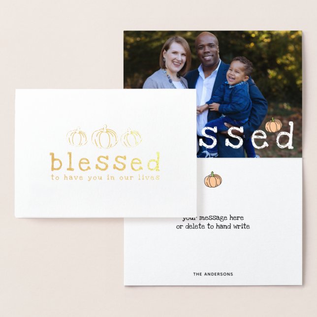 Foil Pumpkin Blessed Thanksgiving Greeting Card (Display)