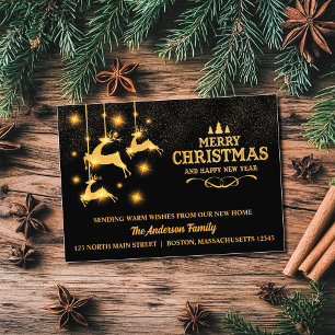 Foil Reindeer Moving Announcement Holiday Card