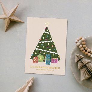 Foil Retro Vintage Christmas Tree Holiday Card