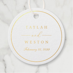Foil Round Wedding Favour Tags Gift Label