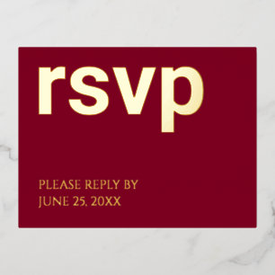 Foil RSVP Bourgogne Stylish Repas Choix Carte Post