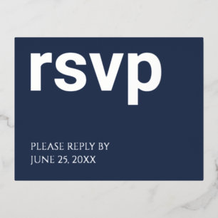 Foil RSVP Navy Blue Stylish Meal Choices Postcard