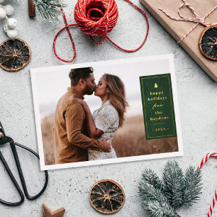 Foil Rustic Tree Woodgrain Christmas Photo Card