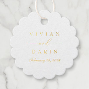 Foil Scalloped Wedding Favor Tags Étiquette cadeau