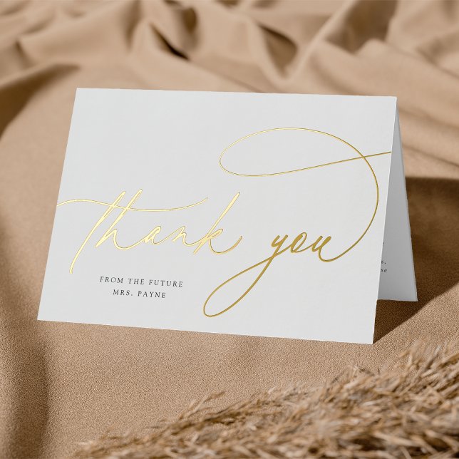 Foil Script Simple Elegant Personalized Thank You Foil Greeting Card (Creator Uploaded)
