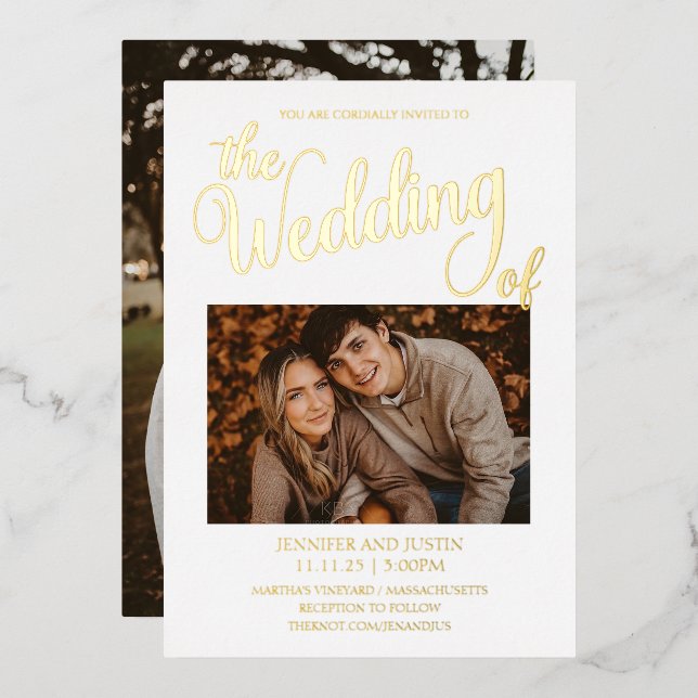 Foil Simplistic 2 Photo Wedding  (Front/Back)