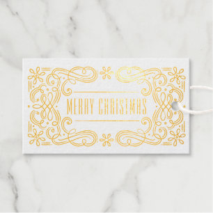 Foil Snowflake Flourish Frame Holiday Gift Tag