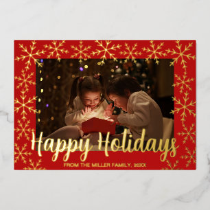 Foil Snowflakes Happy Holidays Photo Card