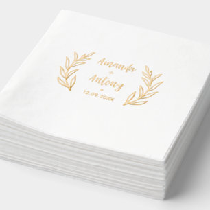 Foil Stamped Napkins in retro floral style.