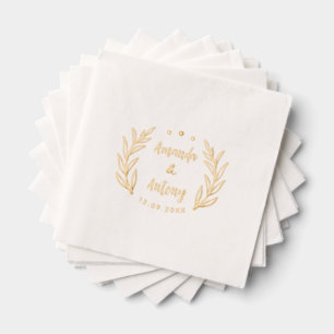 Foil Stamped Napkins in retro floral style.