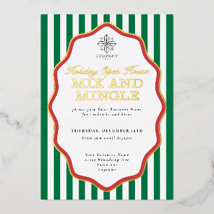 Foil Stripe Wavy Business Holiday Party Invite