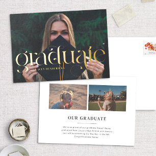 Foil Swirl Serif Photo Graduation Announcement