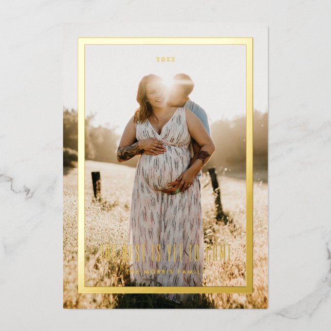 Foil The Best Is Yet To Come Simple Border Frame Foil Holiday Card (Front)