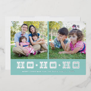Foil Typographic Ho Ho Ho Holiday Card - Blue