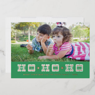 Foil Typographic Ho Ho Ho Holiday Card - Green