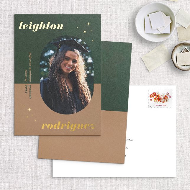 Foil Unique Rounded Photo Graduation Announcement (Creator Uploaded)