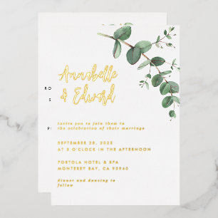 foil Wedding eucalyptus details and invitation