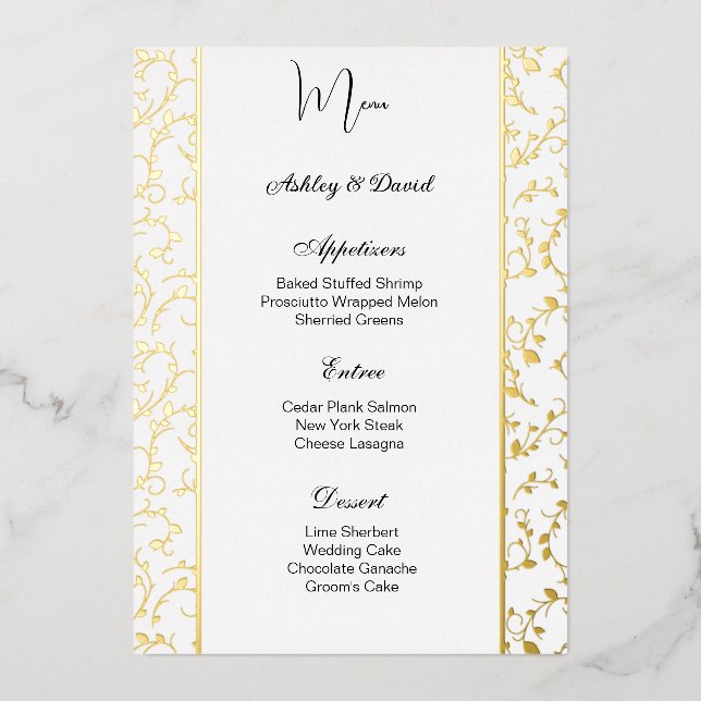 Foil Wedding Menu Card (Front)