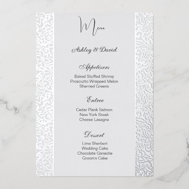 Foil Wedding Menu Card (Front)