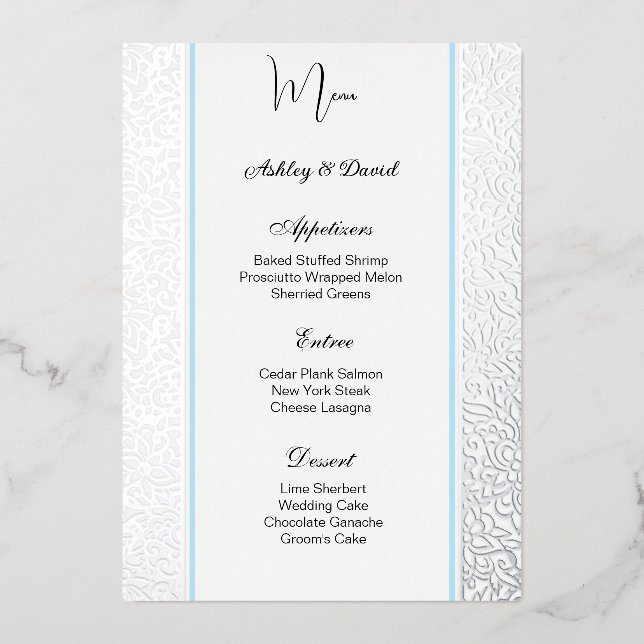 Foil Wedding Menu Card (Front)