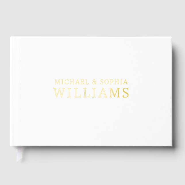 Foil White Modern Guest Book Simple Photo Elegant  (Front)