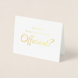 Foil Will You Be Our Officiant   Wedding Marry Us Card