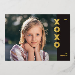 Foil XOXO Valentine's Day Photo Card - Black