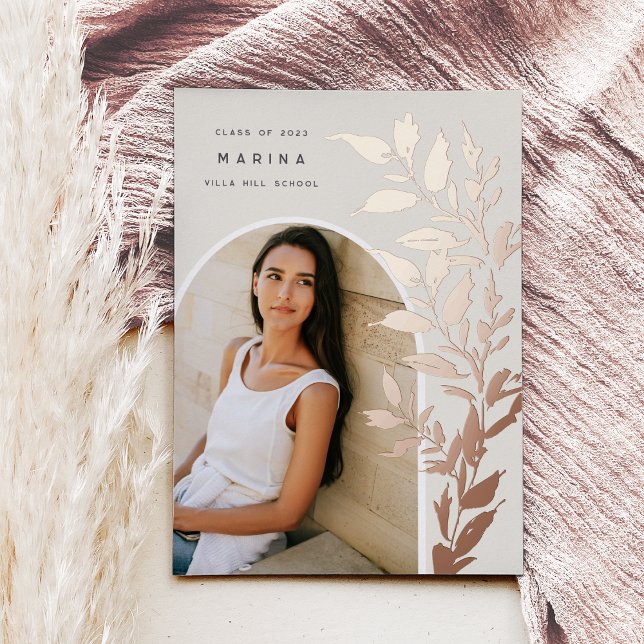 Foiled Leaves | Photo Graduation Announcement (Creator Uploaded)