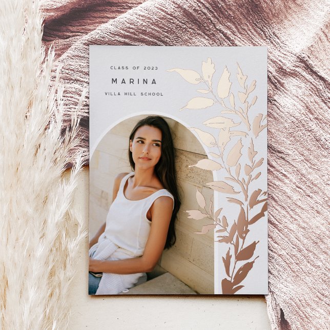 Foiled Leaves | Photo Graduation Announcement (Creator Uploaded)