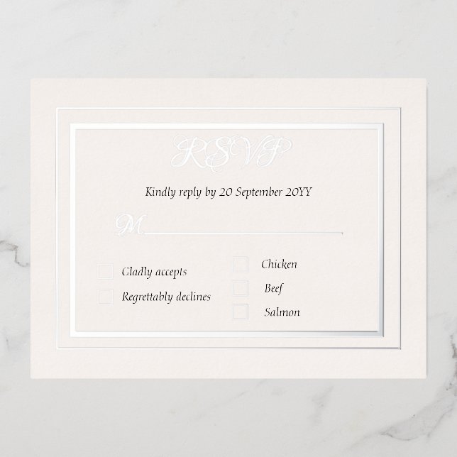 Foiled RSVP enclosure card with menu option (Front)