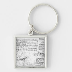 Fol.145v-a, page from Da Vinci's notebook Keychain