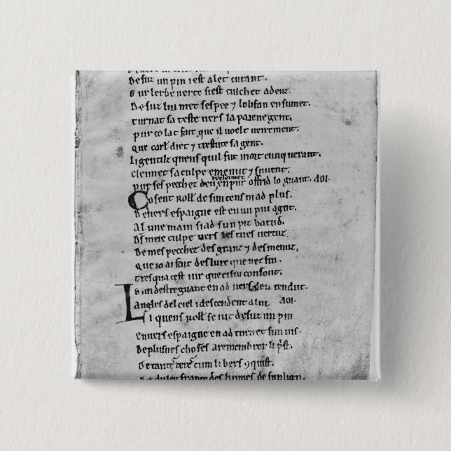 Fol.43 'The Song of Roland' 2 Inch Square Button (Front)