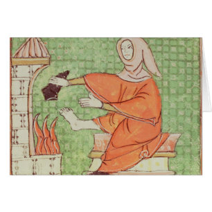 Fol.58r February: Warming by the Fire