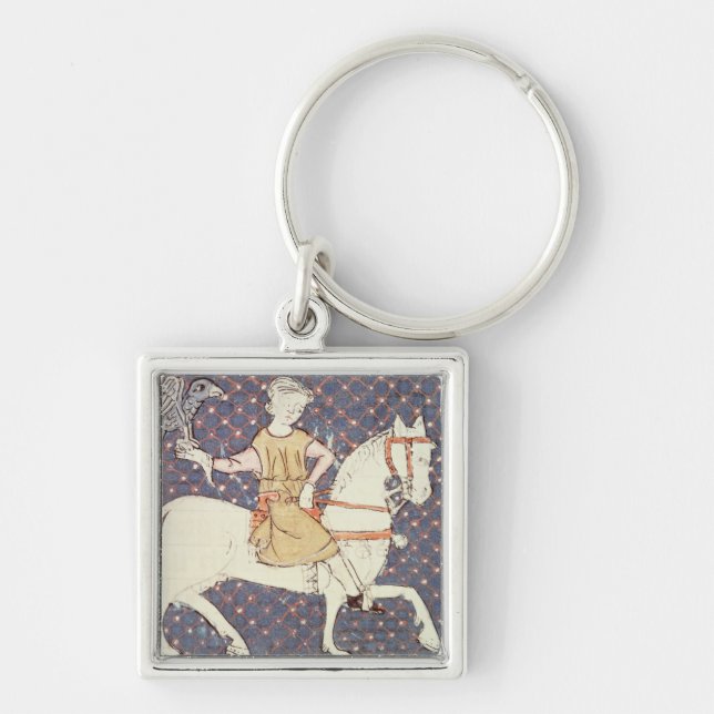 Fol.58v May: Falconry Keychain (Front)