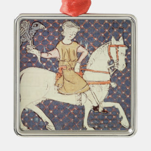 Fol.58v May: Falconry Metal Ornament
