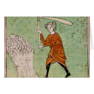 Fol.59r August: Threshing Wheat