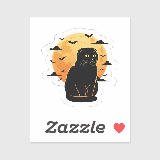 Fold & Full Moon – Scottish Fold Cat Halloween  (Sheet)