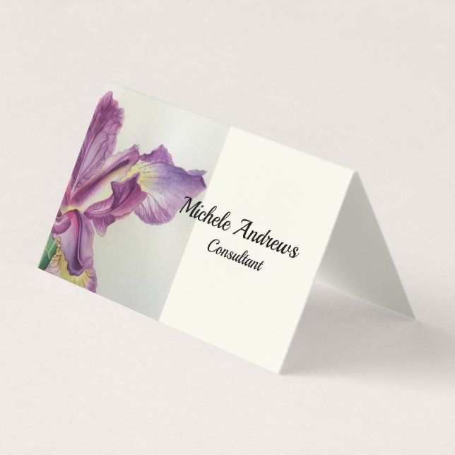 Fold Over Business Cards Lavender Iris (Front)