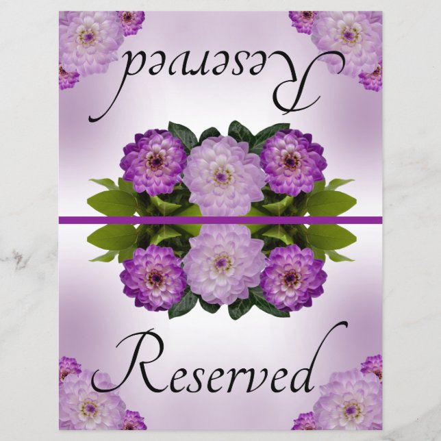 Foldable Wedding Reserved Dahlia Purple Floral (Front)