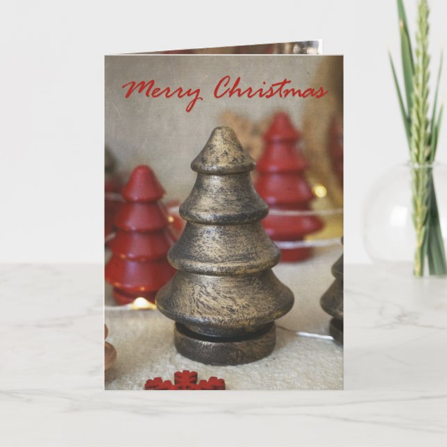 Folded Aged Gold Tree Christmas Card (Front)