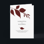 Folded Autumn Wedding Program Templates<br><div class="desc">These autumn wedding ceremony programs are a perfect blend of modern, minimalist design and seasonal elegance. Featuring folded layouts adorned with burgundy leaves, they add a warm, rustic touch to your wedding decor while keeping your guests informed about your special day. Designed for weddings with a simple yet elegant aesthetic,...</div>